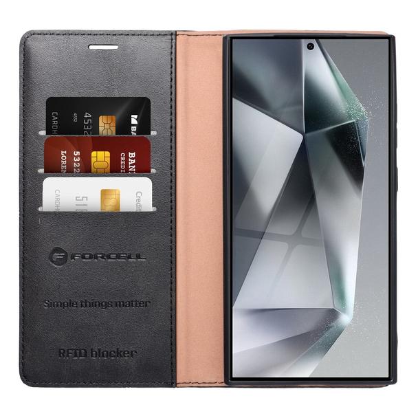 Pokrowiec na Samsung S25 PLUS Forcell F-Protect RFID Blocker Book czarny