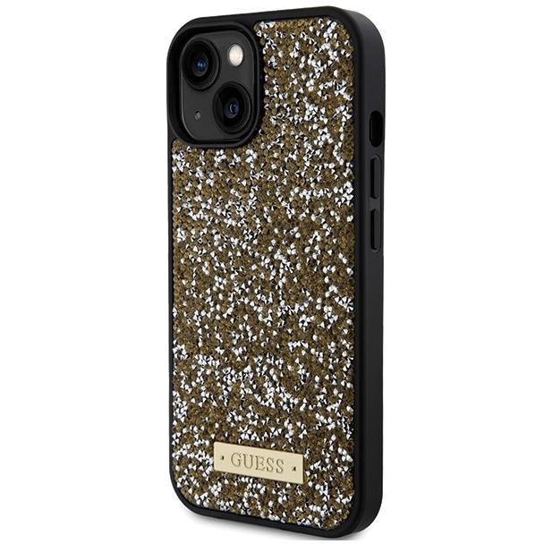 GUESS futerał do IPHONE 13 / 14 / 15 GUHCP15SPFGSBSD (Rhinestone Metal Logo) żółty