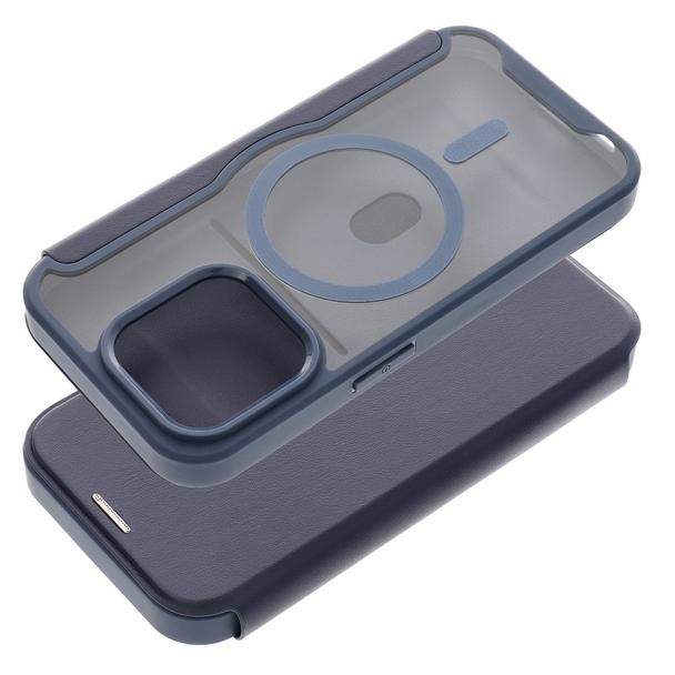 Etui z klapką na iPhone 15 PRO MAX Smart Mag zgodne z MagSafe niebieskie