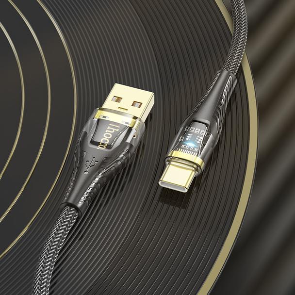 Kabel USB A do USB C Hoco 2,4A 1,2 m U121 czarny transparentny