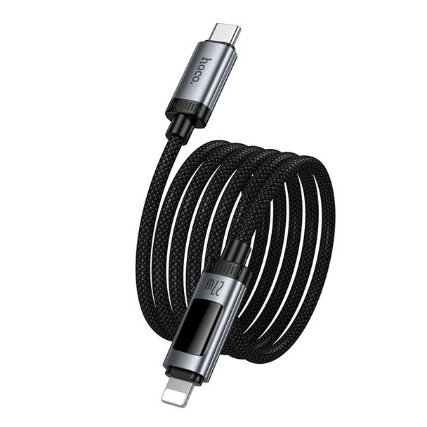 Kabel USB C do Lightning Hoco PD 27W 1,2 m z wyświetlaczem U148 czarny