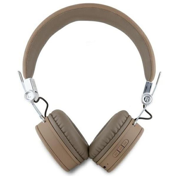 GUESS słuchawki bezprzewodowe bluetooth nagłowne ENC GUBH70PGTSPSW (Grained Classic Round Shape) brązowe