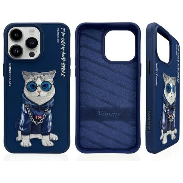 NIMMY futerał GLASSES COOL CAT do IPHONE 15 Pro Max niebieski