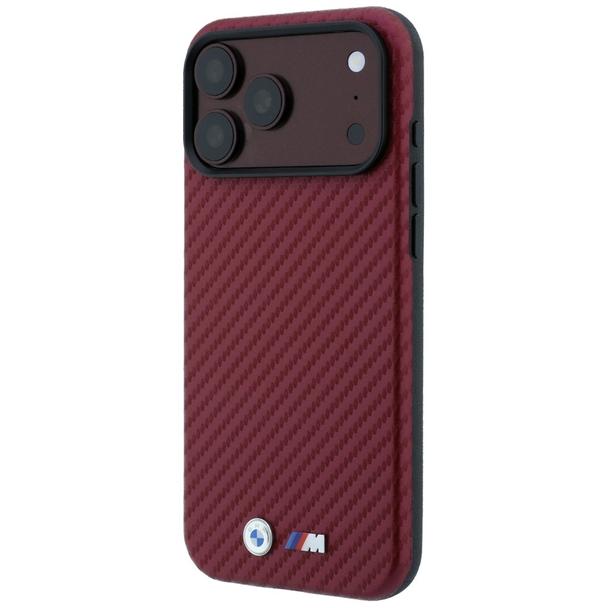 BMW futerał do IPHONE 18 Pro/17 Pro kompatybilny z MagSafe (Carbon Metal Logo) burgundowy