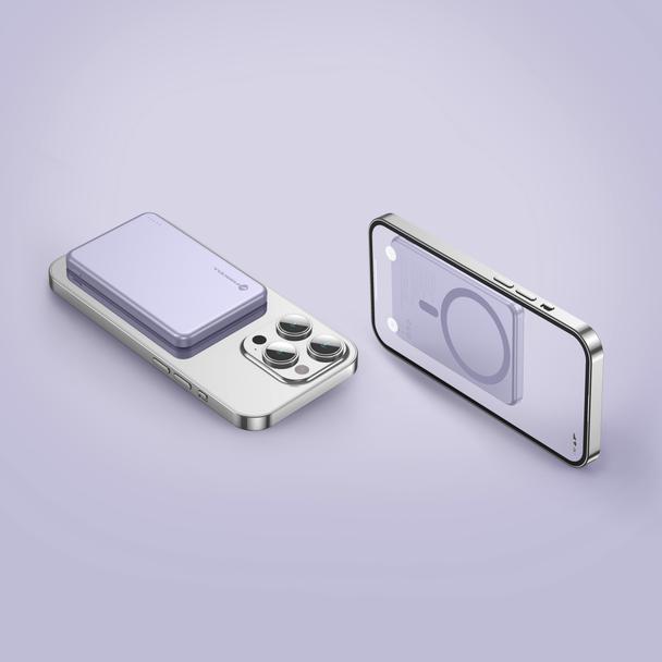 Powerbank zgodny z MagSafe Forcell F-Energy Slim F5K9 QC4.0 PD3.0 15W 5000 mAh fioletowy  0INT