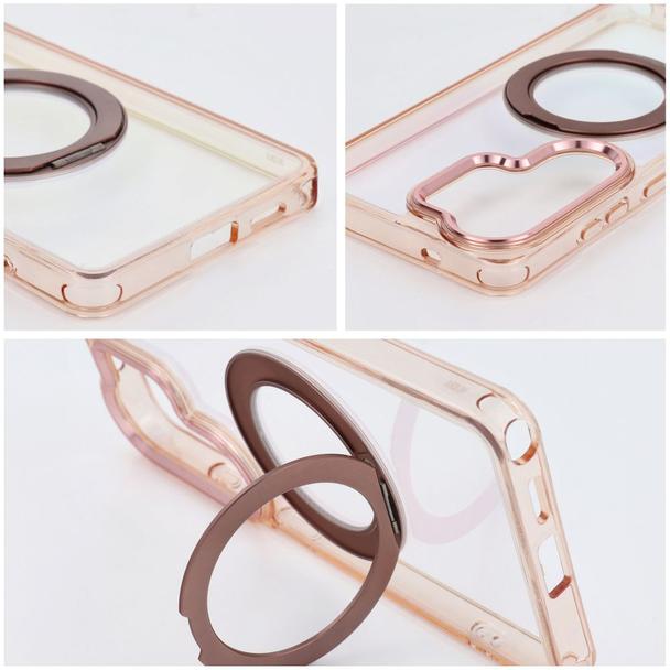 Etui na iPhone 17 Frame Circle Stand zgodne z MagSafe złote