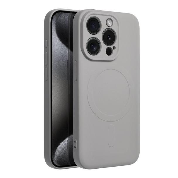 Futerał do iPhone 15 PRO Silicone Mag Cover zgodny z MagSafe tytanowy szary