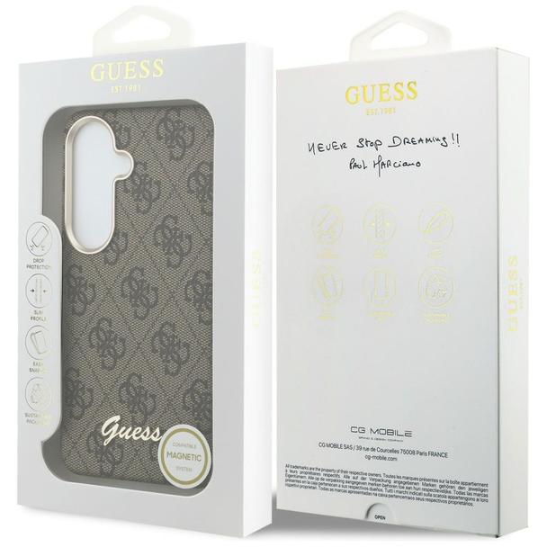 GUESS futerał do SAMSUNG S26 GUHMS26S5P4FWMSW (4G Script MagSafe) brązowy