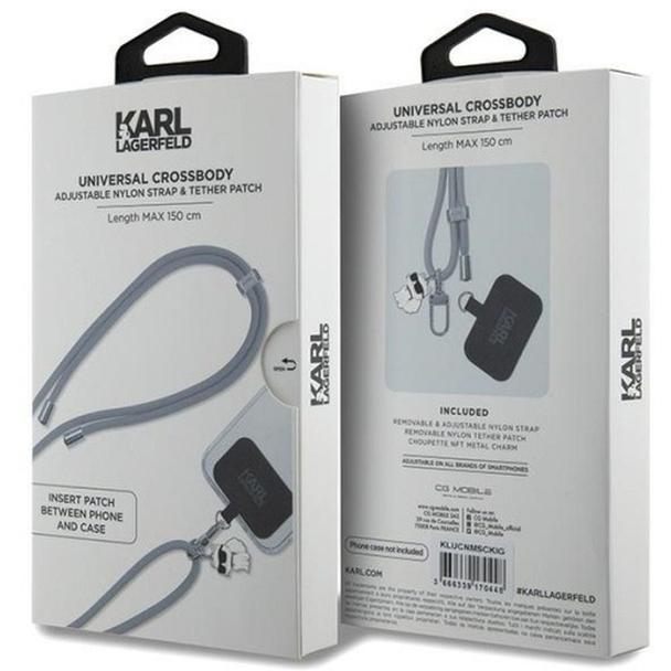 KARL LAGERFELD zawieszka KLUCNMSCKIG (Crossbody Cord Choupette) szary