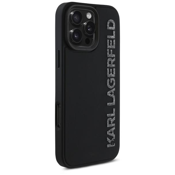 KARL LAGERFELD futerał do IPHONE 16 Pro Max KLHCP16XRBKGVCK (3D Rubber Elongated Glitter) czarny
