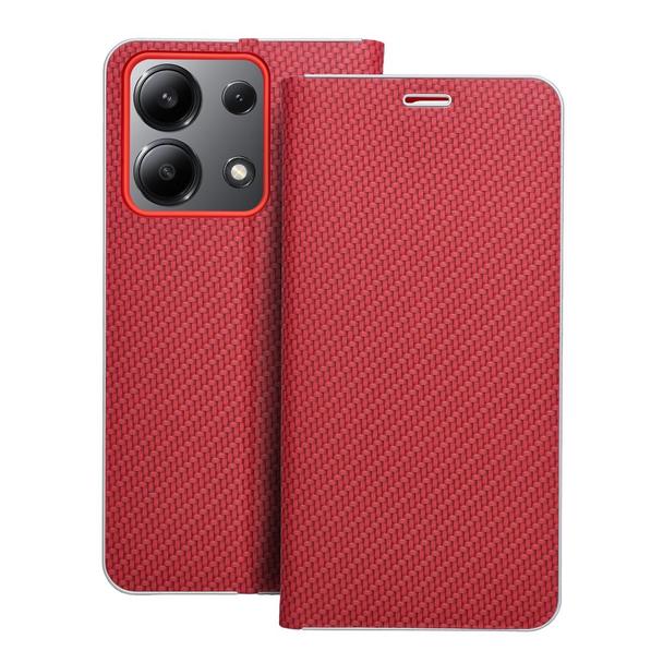 Etui z klapką na Xiaomi Redmi NOTE 13 4G Luna Book Carbon czerwone