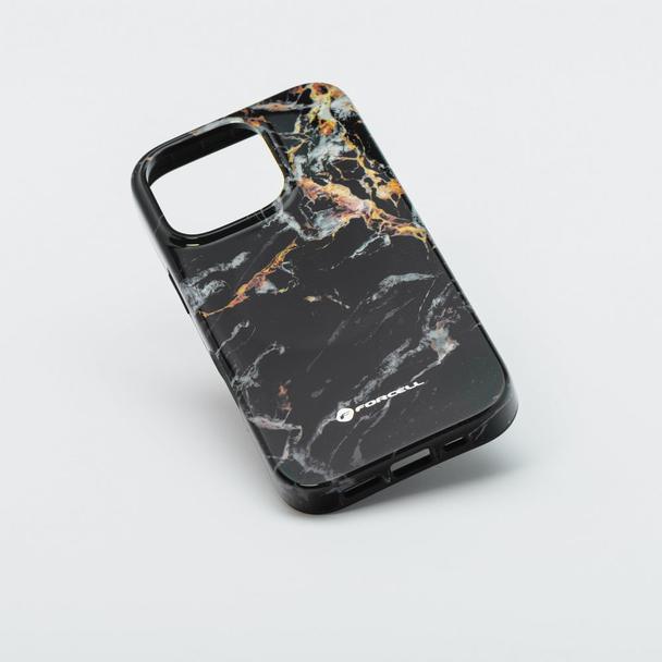 Etui na iPhone 15 PRO MAX Forcell F-Protect Mirage zgodne z MagSafe Military Drop-Test black marble