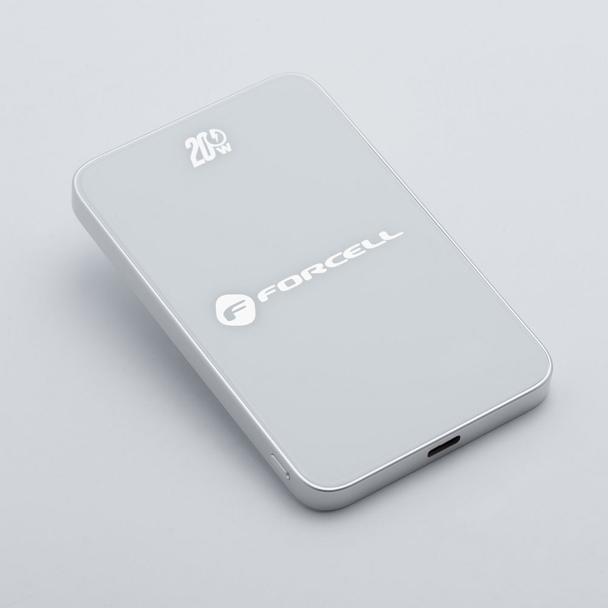 Powerbank zgodny z MagSafe Forcell F-Energy SuperSlim F5K8 QC4.0 PD3.0 15W 5000 mAh biały 0INT