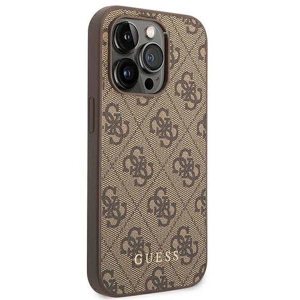 GUESS futerał do IPHONE 14 Pro Max GUHCP14XG4GFBR (4G Gold Logo) brązowy