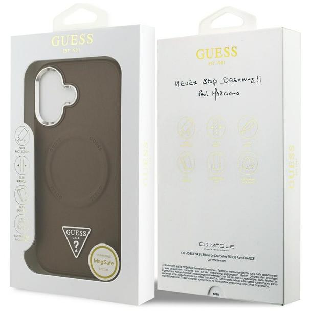 GUESS futerał do IPHONE 17 kompatybilny z MagSafe GUHMP17SPSDTSCMW (PU W/ Triangle Logo) brązowy