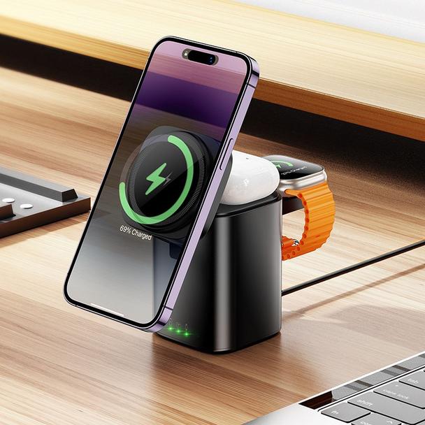 Ładowarka indukcyjna Hoco 3w1 15W kompatybilna z Apple Watch CQ20 czarna
