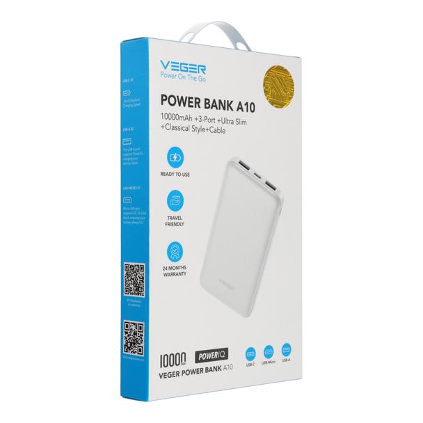 Powerbank Veger A10 (W1065) 2A 10000 mAh biały 0INT