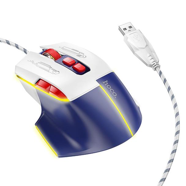 Myszka przewodowa gamingowa Hoco USB A 3600 dpi GM31 biało niebieska