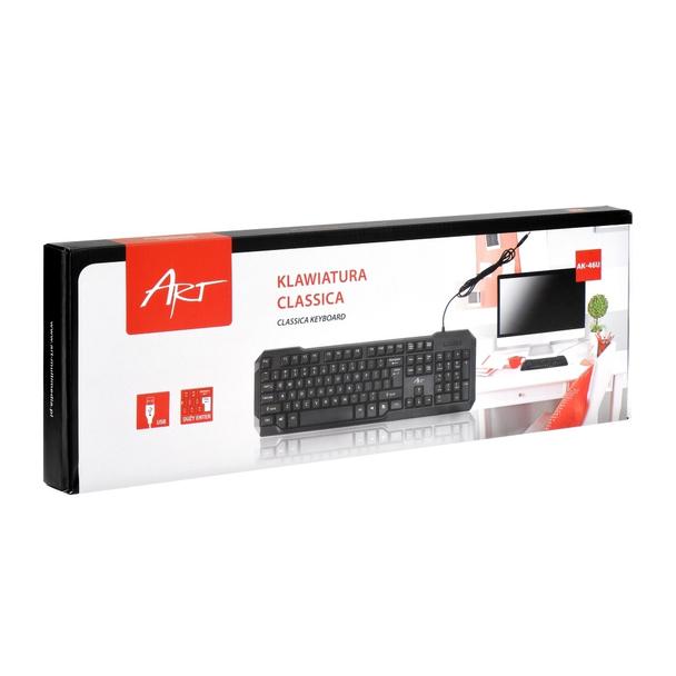 ART klawiatura przewodowa USB A QWERTY AK-46U czarna