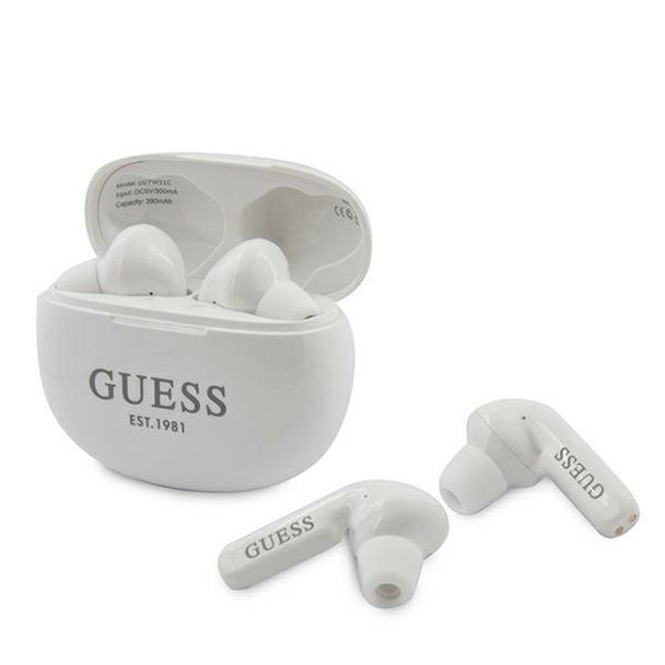 GUESS słuchawki bezprzewodowe bluetooth TWS + stacja dokująca GUTWS1CWH białe