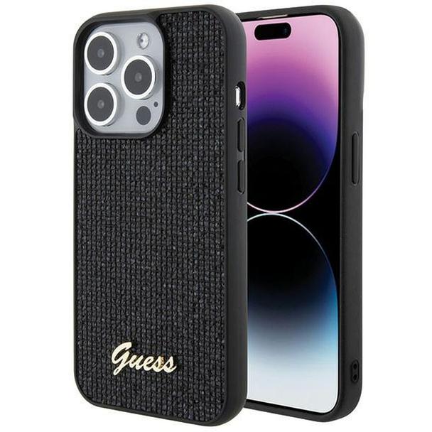 GUESS futerał do IPHONE 15 Pro GUHCP15LPMSDGSK (Disco Script Metal) czarny