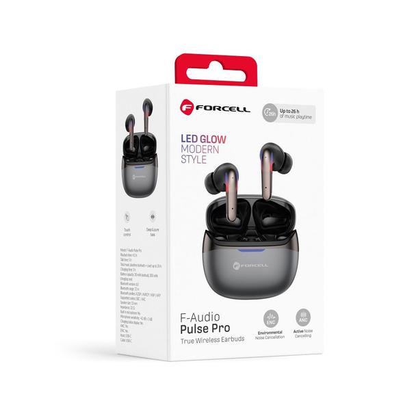 Słuchawki bezprzewodowe douszne TWS Forcell F-Audio Pulse Pro ANC + ENC czarny 0INT