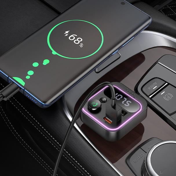 Transmiter samochodowy bluetooth Hoco QC3.0 PD 20W E85 czarny