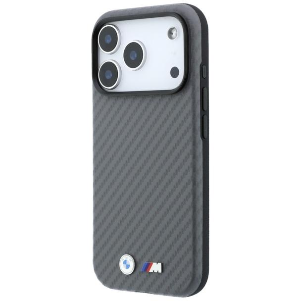 BMW futerał do IPHONE 18 Pro/17 Pro kompatybilny z MagSafe (Carbon Metal Logo) szary