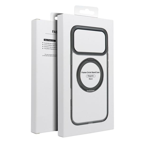 Etui na iPhone 12 Frame Circle Stand zgodne z MagSafe czarne