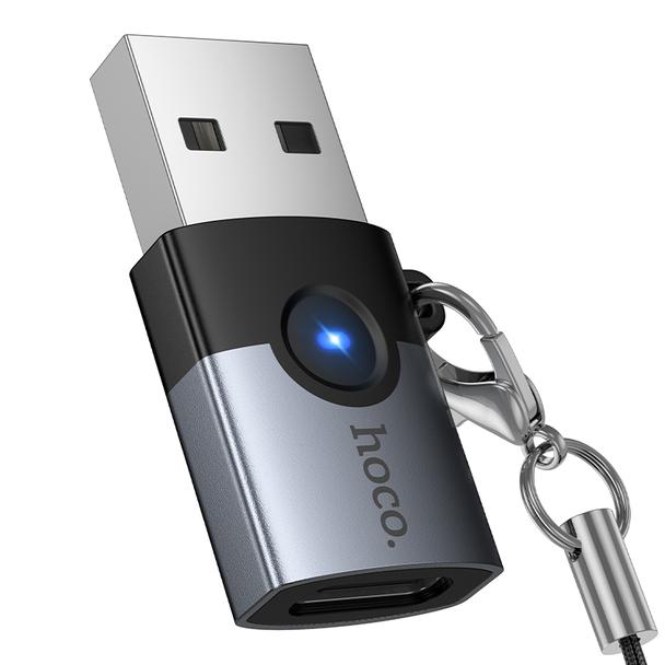 Adapter OTG USB A do USB C Hoco UA46B grafitowy