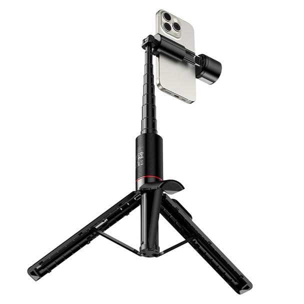 Selfie stick tripod z pilotem bezprzewodowym + światłem LED Hoco K34 czarny