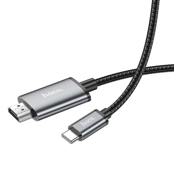 Kabel USB C do HDMI Hoco 4K 30Hz 2 m UA27 stalowy szary