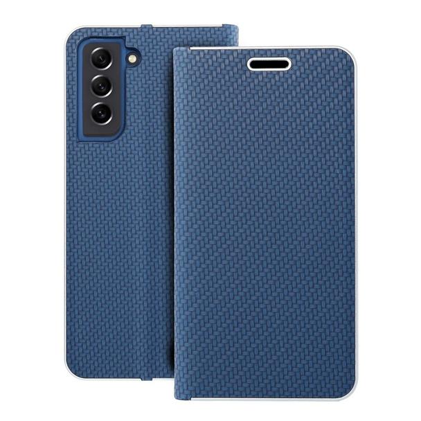Etui z klapką na Samsung S21 Luna Book Carbon niebieskie