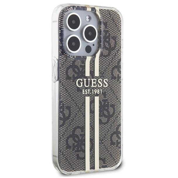 GUESS futerał do IPHONE 15 Pro Max GUHCP15XH4PSEGW (4G Gold  Stripe) brązowy