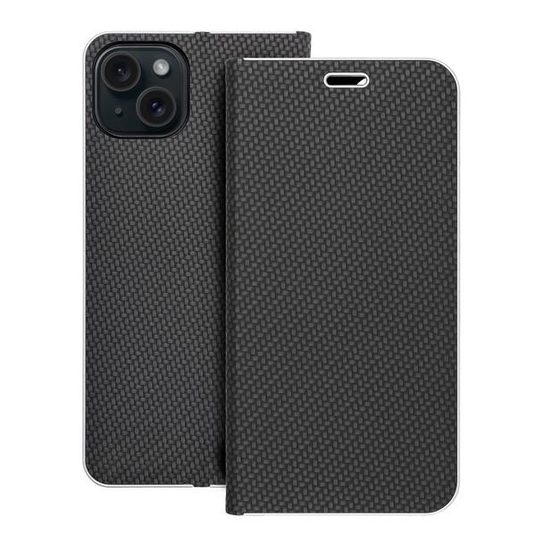 Etui z klapką na iPhone 15 PLUS Luna Book Carbon czarne