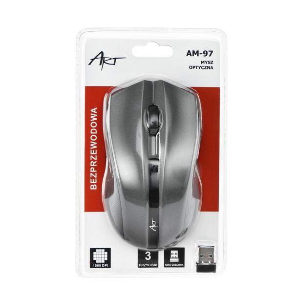 ART myszka komputerowa bezprzewodowa 2,4G 1000 dpi AM-97 srebrna