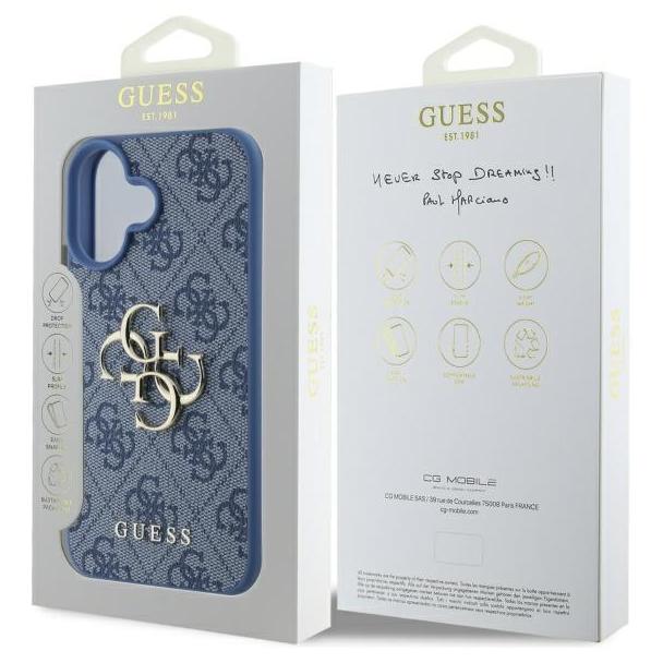 GUESS futerał do IPHONE 16 GUHCP16S4GMGBL (4G PU Big Logo) niebieski