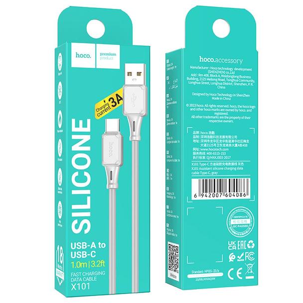 HOCO kabel USB do Typ C 3A Assistant X101 czarny (30szt/opakowanie)