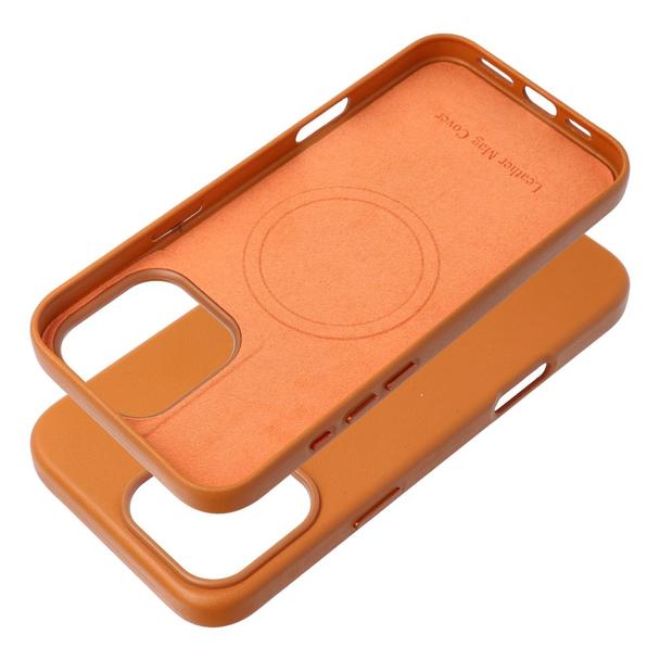 Futerał LEATHER MAG COVER kompatybilny z MagSafe do IPHONE 16 Pro Max pomarańczowy