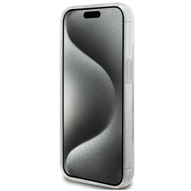 GUESS futerał do IPHONE 15 GUHCP15SLFCSEGT (Liquid Glitter Gold Stripes) transparentny