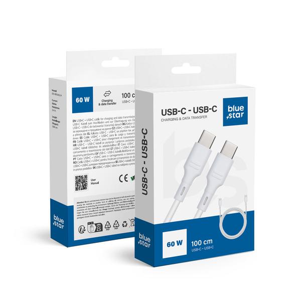 Kabel USB C do USB C Blue Star 3A 60W 1 m DC-001CC3.0 biały