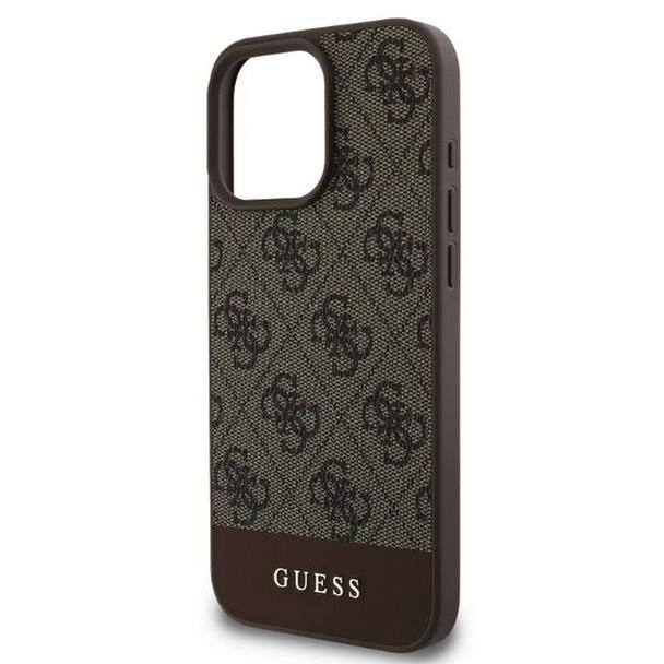 GUESS futerał do IPHONE 16 Pro Max GUHCP16XG4GLBR (PC/TPU 4G PU Bottom Stripe) brązowy