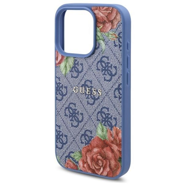 GUESS futerał do IPHONE 16 Pro kompatybilny z MagSafe GUHMP16LP4ROPEMCB (4G Flowers Print) blue