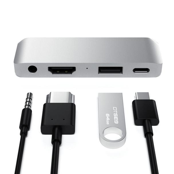 Adapter HUB 4w1 USB C Satechi Mobile Pro Hub ST-TCMPHS srebrny