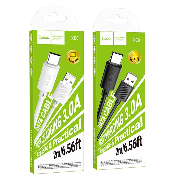 Kabel USB A do USB C Hoco 3A 2 m X88 czarny