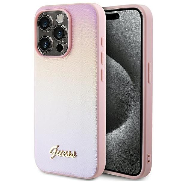 GUESS futerał do IPHONE 14 Pro GUHCP14LPSAIRSP (Saffiano Iridescent Script) pink
