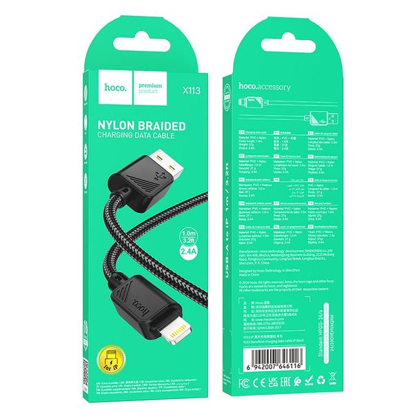 Kabel USB A do Lightning Hoco 2,4A 1 m X113 czarny