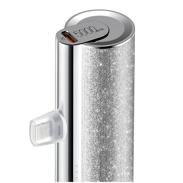 Powerbank Veger PlugOn (W0573P) PD QC3.0 2,4A 12W 5000 mAh z wbudowanym złączem Lightning srebrny