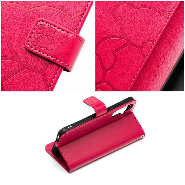 Etui z klapką na Samsung A55 5G Mezzo Book teddy bear magenta