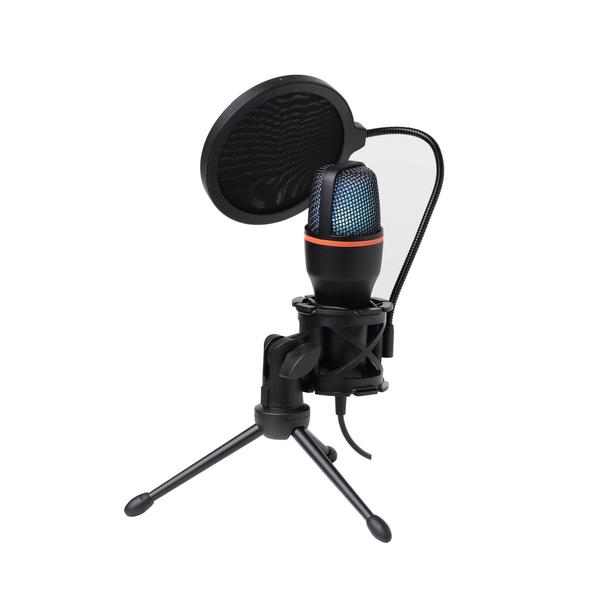 Mikrofon pojemnościowy Art z membraną stojący podświetlany tripod AC-02 czarny